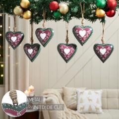 90023-Burgundy-Heritage-Metal-Heart-Ornament-Set-of-6-5-inch-image-4