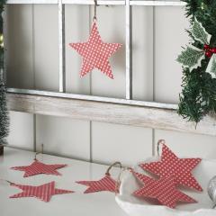 Dotted Metal Star Ornaments Red Set of 6 5.25x4.8x0.2