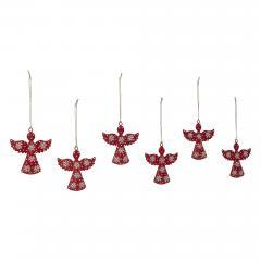 90027-Falling-Snow-Red-Angel-Metal-Ornament-Set-of-6-4.4-inch-image-2