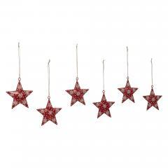 90028-Falling-Snow-Red-Star-Metal-Ornament-Set-of-6-4-inch-image-2