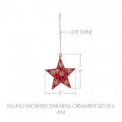 90028-Falling-Snow-Red-Star-Metal-Ornament-Set-of-6-4-inch-image-3