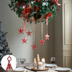 90028-Falling-Snow-Red-Star-Metal-Ornament-Set-of-6-4-inch-image-4
