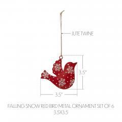 90029-Falling-Snow-Red-Bird-Metal-Ornament-Set-of-6-3.5-inch-image-3