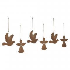 90035-Rust-Angel-and-Dove-Metal-Ornaments-Set-of-6-4.5-5-inch-image-2