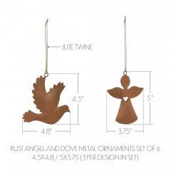 90035-Rust-Angel-and-Dove-Metal-Ornaments-Set-of-6-4.5-5-inch-image-3