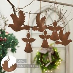 90035-Rust-Angel-and-Dove-Metal-Ornaments-Set-of-6-4.5-5-inch-image-4