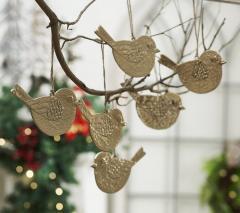 Golden Finch Metal Ornament Set of 6 - 2.9 inch