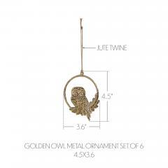 90041-Golden-Owl-Metal-Ornament-Set-of-6-4.5-inch-image-3