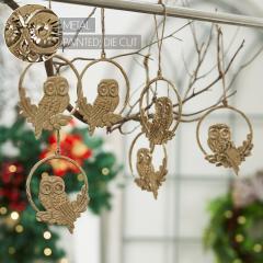 90041-Golden-Owl-Metal-Ornament-Set-of-6-4.5-inch-image-4