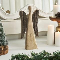 Natural and Dark Wooden Angel Large 12.25x5.5x1.5