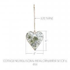 90051-Cottage-Neutral-Floral-Metal-Ornament-Set-of-6-4-inch-image-3