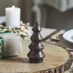 Dark Finish Four-Tiered Hand Turned Wooden Tree 4.5x2x2 Set of 6