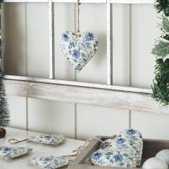 Cottage Blue Floral Metal Ornament Set of 6 - 4 inch