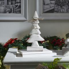 Pretty in Pearl Distressed White Wooden Tree Large 10x4.75x2.5