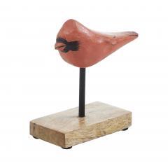 90123-In-Flight-Natural-Wooden-Cardinal-on-Metal-Stand-5x5x2-image-2