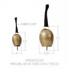 90133-Antique-Gold-Metal-Bell-Set-of-2-5.5-7.5-inch-image-3