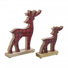 90136-Red-Plaid-Wooden-Reindeer-Set-of-2-6x6x2-9.5x9x2-image-2