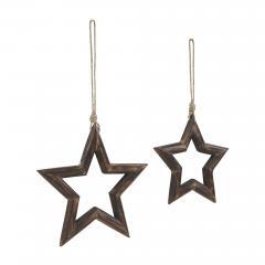 90138-Dark-Wooden-Star-Ornament-Set-of-2-8-9.75-inch-image-2