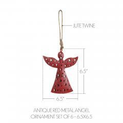 90144-Antique-Red-Metal-Angel-Ornament-Set-of-6-6.5-inch-image-3