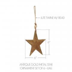 90146-Antique-Gold-Metal-Star-Ornament-Set-of-6-6-inch-image-3
