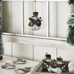 Nature's Snowman Metal Ornament Set of 6 - 4.5 inch