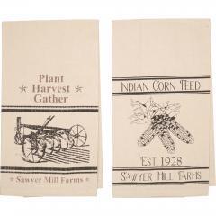 90442-Farmhouse-Kitchen-Tea-Towels-Sawyer-Mill-Charcoal-Plow-Corn-Rustic-Muslin-Cotton-Dish-Towel-Set-2-19x28-4-PC-BOGO-Bundle-image-1