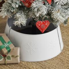 Stamped Snowflake Metal Tree Collar White 8x20x20