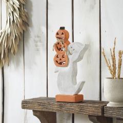 90522-Halloween-Wooden-Stacked-Jack-O-Lantern-Ghost-Tabletop-Decor-Figurine-11x6x2-Inch-2-PC-Bundle-image-2