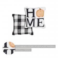 90537-Farmhouse-Fall-Black-White-Buffalo-Check-Pumpkin-Accent-Pillow-6x6-Inch-2-PC-BOGO-Bundle-image-2