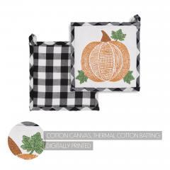 90539-Annie-Black-White-Buffalo-Check-Pumpkin-Trivet-8x8-inch-Farmhouse-Fall-Kitchen-Hot-Pad-2-PC-BOGO-Bundle-image-2