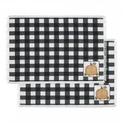 90542-Annie-Farmhouse-Fall-Black-Check-Pumpkin-Placemat-Set-of-2-Autumn-Harvest-Table-Linens-13x19-4-PC-BOGO-Bundle-image-1