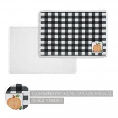 90542-Annie-Farmhouse-Fall-Black-Check-Pumpkin-Placemat-Set-of-2-Autumn-Harvest-Table-Linens-13x19-4-PC-BOGO-Bundle-image-2