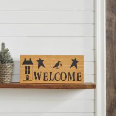 90609-Primitive-Rustic-Welcome-Wall-Decor-Sign-Mustard-Saltbox-House-Raven-Stars-MDF-Accent-7x16-Inch-2-PC-BOGO-Bundle-image-3
