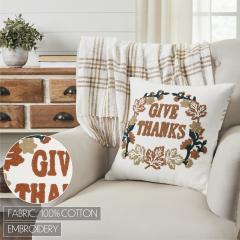 90631-Thanksgiving-Fall-Harvest-Wheat-Plaid-Give-Thanks-Throw-Pillow-18x18-Rustic-Farmhouse-Decorative-Home-Accent-2-PC-BOGO-Bundle-image-2