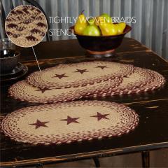 90643-Burgundy-Tan-Jute-Placemat-Stencil-Stars-Set-of-6-12x18-12-PC-Bundle-image-2