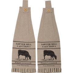 90723-Sawyer-Mill-Charcoal-Cow-Button-Loop-Tea-Towel-Set-of-2-4-PC-BOGO-Bundle-image-1