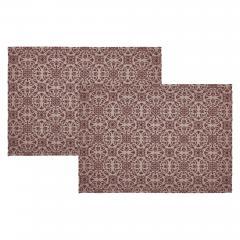 90735-Custom-House-Burgundy-Tan-Jacquard-Placemat-Set-of-2-13x19-6-PC-Bundle-image-1