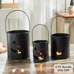 Halloween Plastic Jack O Lantern Buckets Set of 3 Assorted 5 6 7 Pumpkin Pails for Trick or Treat & Party Decor (6 PC Bundle)