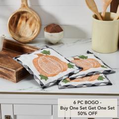 Annie Farmhouse Black Buffalo Check Pumpkin Quilted Cotton Trivet Hot Pad Set of 3 Fall Harvest Kitchen & Table Decor, 8x8 (6 PC BOGO Bundle)