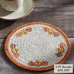 Halloween Farmhouse Stencil Trivet 8Inch Fall Kitchen Decor (3 PC Bundle)