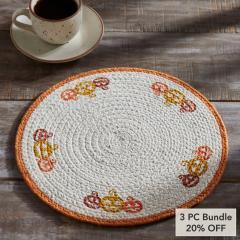 Farmhouse Rustic Halloween Stencil Trivet 12 Inch Country Kitchen Hot Pad & Fall Table Decor (3 PC Bundle)