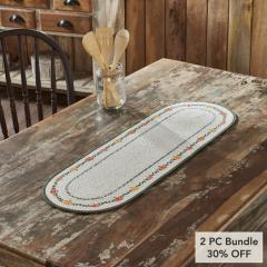 Autumn Harvest Pumpkin Stenciled Table Runner 12x36 Fall Seasonal Dining Decor (2 PC Bundle)