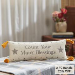Harvest Blessings Fall Lumbar Pillow, Count Your Many Blessings Woven Decorative Accent Home Decor, 5x15 (2 PC Bundle)