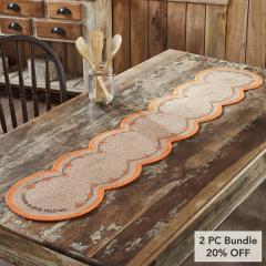 Harvest Blessings Natural Stenciled Pumpkin Table Runner 12x60in Fall Autumn Farmhouse Kitchen & Dining Decor (2 PC Bundle)