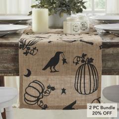 Raven Harvest Rustic Farmhouse Burlap Jute Table Runner, Natural Woven Home Decor, 12x36 Inch (2 PC Bundle)