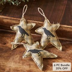 Raven Harvest Primitive Star Bowl Filler Set of 3 (4x3in) Rustic Farmhouse Country Home Decor Accents (6 PC Bundle)