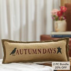 Raven Harvest Autumn Days Fall Seasonal Lumbar Decorative Accent Pillow 5x15 Inch (2 PC Bundle)