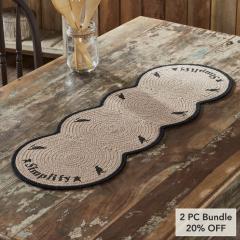 Raven Harvest Simplify Stencil Farmhouse Woven Cotton Blend Kitchen Table Runner 12x36 Inch (2 PC Bundle)