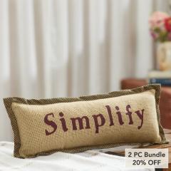 VHC Brands Raven Harvest Simplify Farmhouse Rustic Decorative Lumbar Throw Pillow, 5x15 Inch (2 PC Bundle)