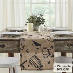 Park Designs Raven Harvest Rustic Farmhouse Burlap Jute Table Runner 12x60 Inch Autumn Dining & Kitchen Decor (2 PC Bundle)
